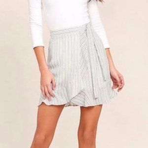 Lulu's Blue and White Striped Wrap Skirt (Size S)